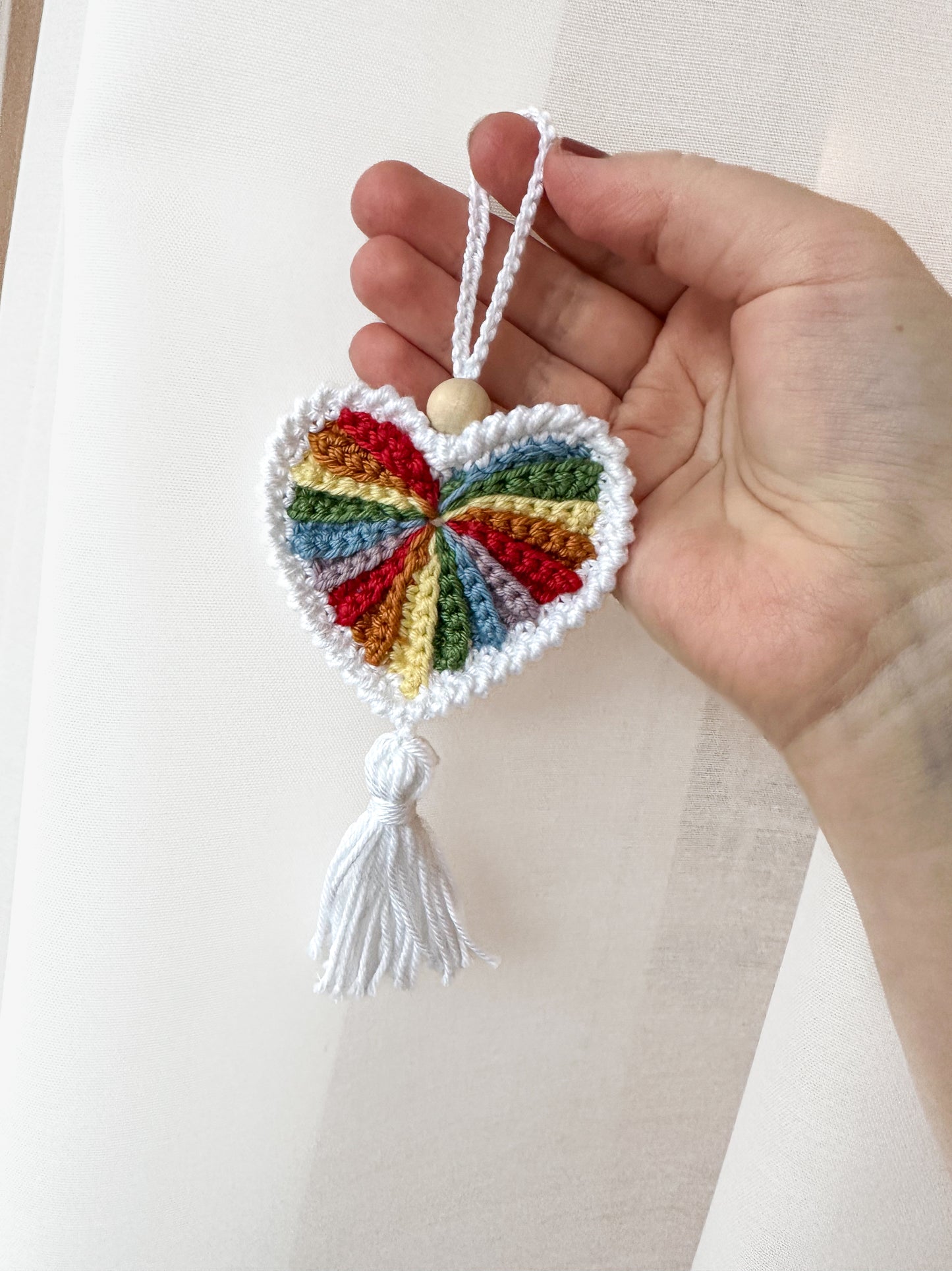 Crochet heart "Frejdis" - face scrubbies, potholder, hanging ornament, keychain