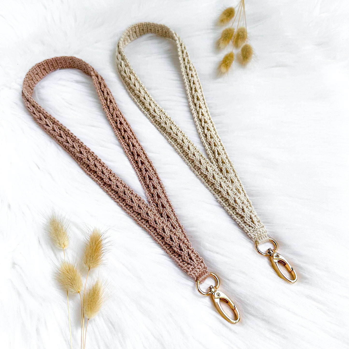 Virkat nyckelband "Sigrid" 3-i-1 (armband, halsband, tofs)