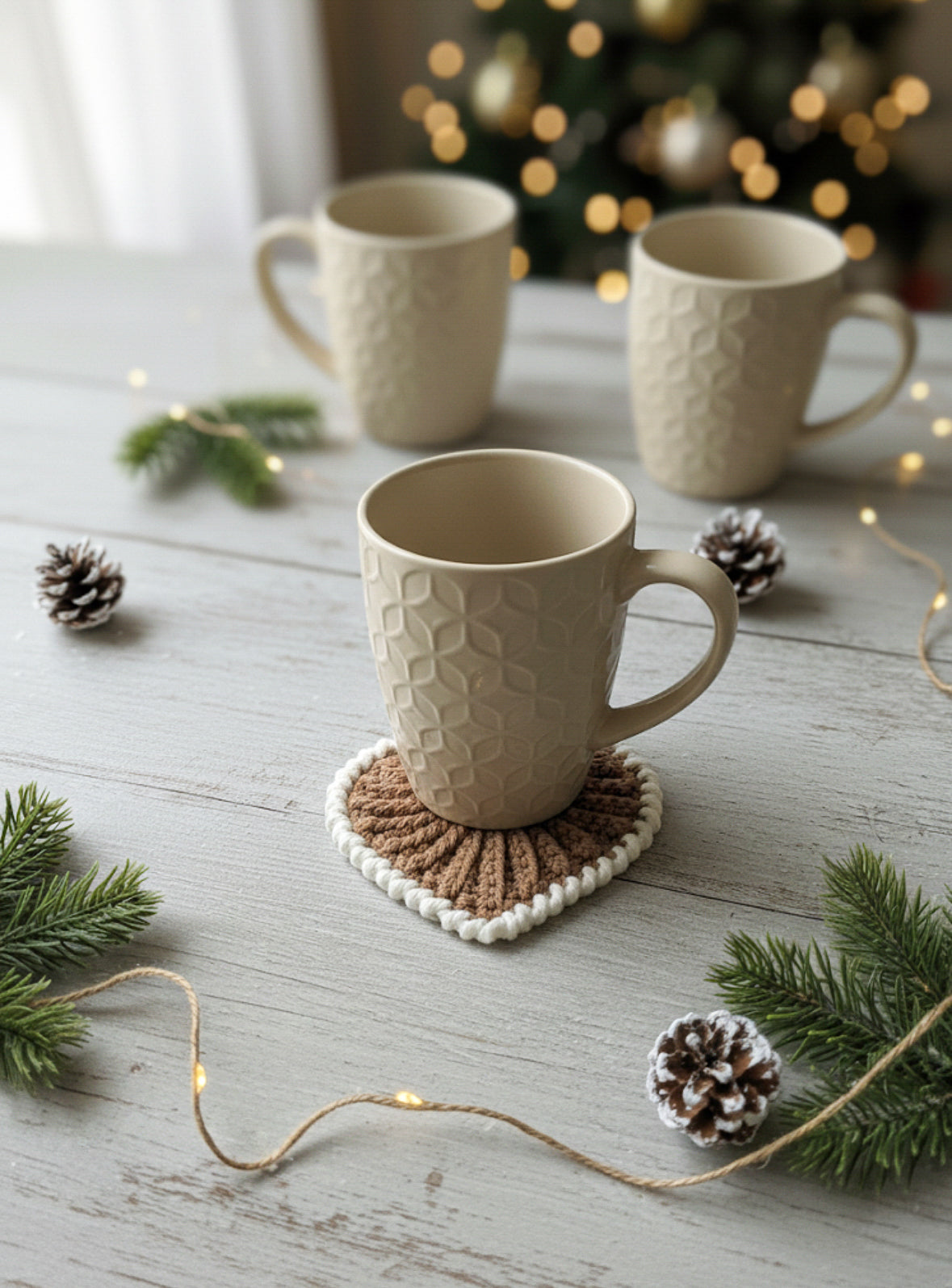 Crochet heart coasters "Frejdis"