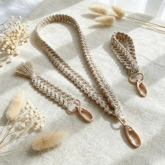 Virkat nyckelband "Freja" 3-i-1 (armband, halsband, tofs)