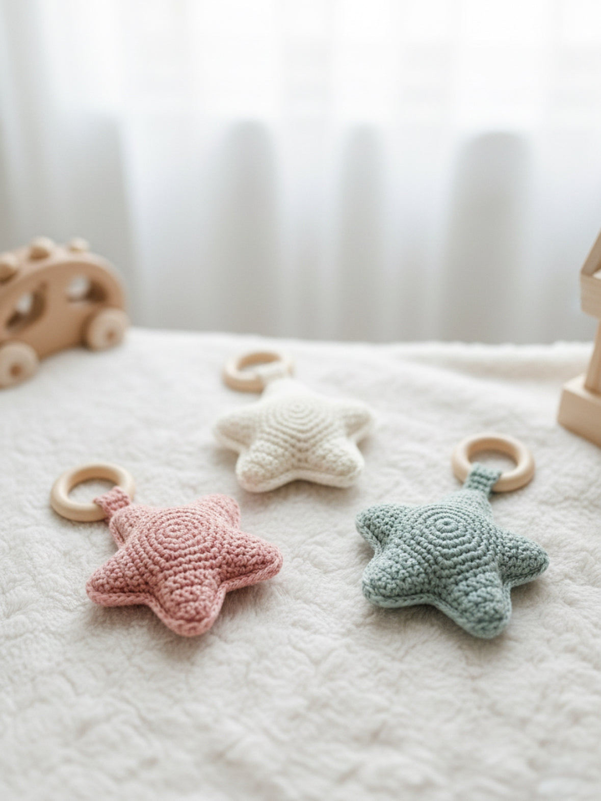 Crochet baby star rattle