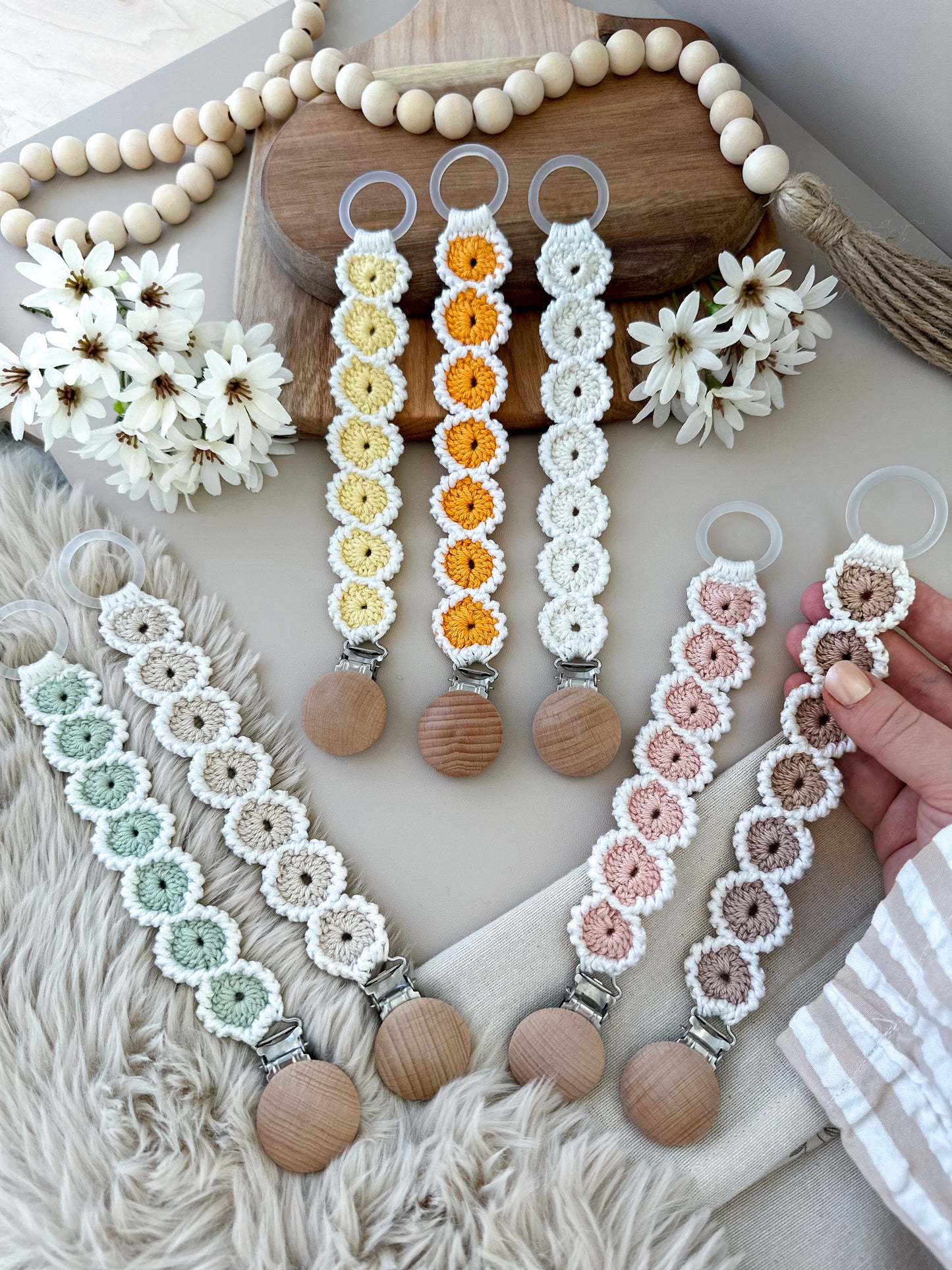 Crochet pacifier clip “Ingrid”