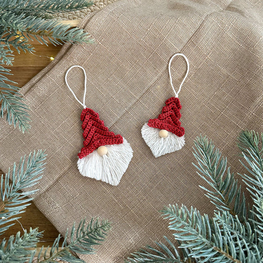 Crochet Christmas gnome pattern Freja with Scandinavian-inspired handmade holiday decor and festive styling.