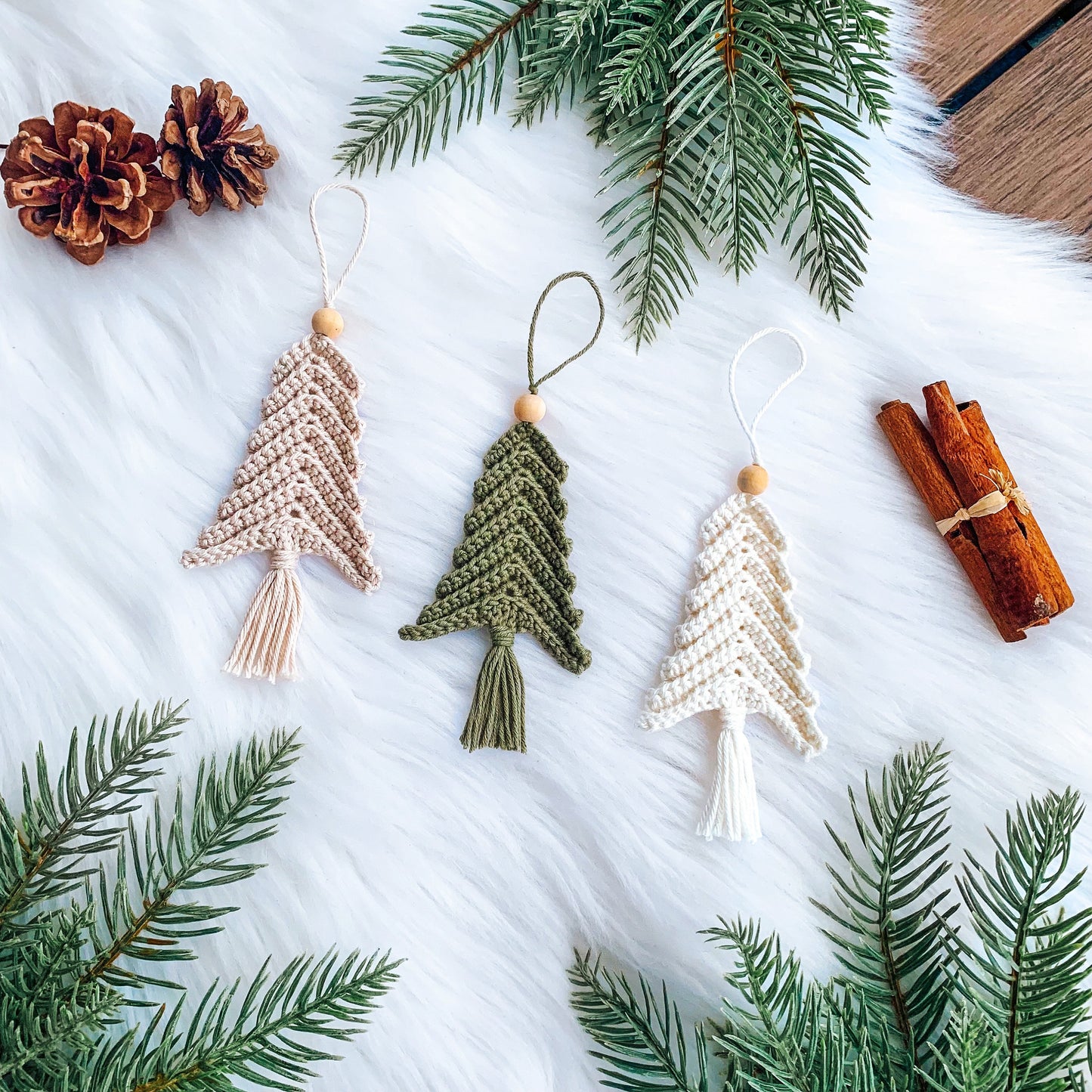 Crochet Christmas ornament patterns designed for handmade tree decorations and cozy holiday styling.