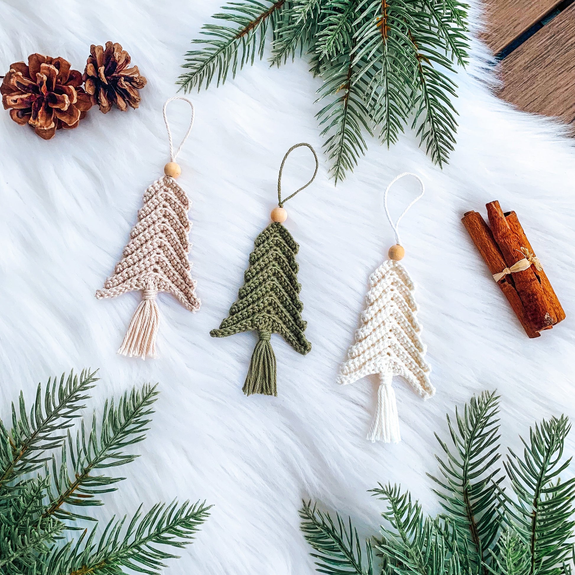 Crochet Christmas ornament patterns designed for handmade tree decorations and cozy holiday styling.