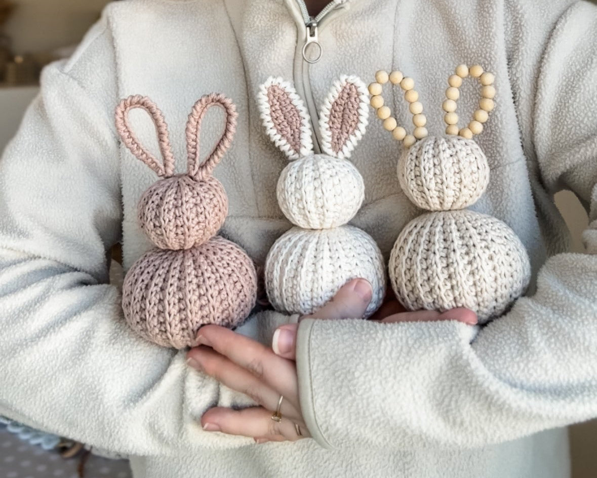 Beginner-friendly crochet Easter bunny pattern for handmade spring decorations.
