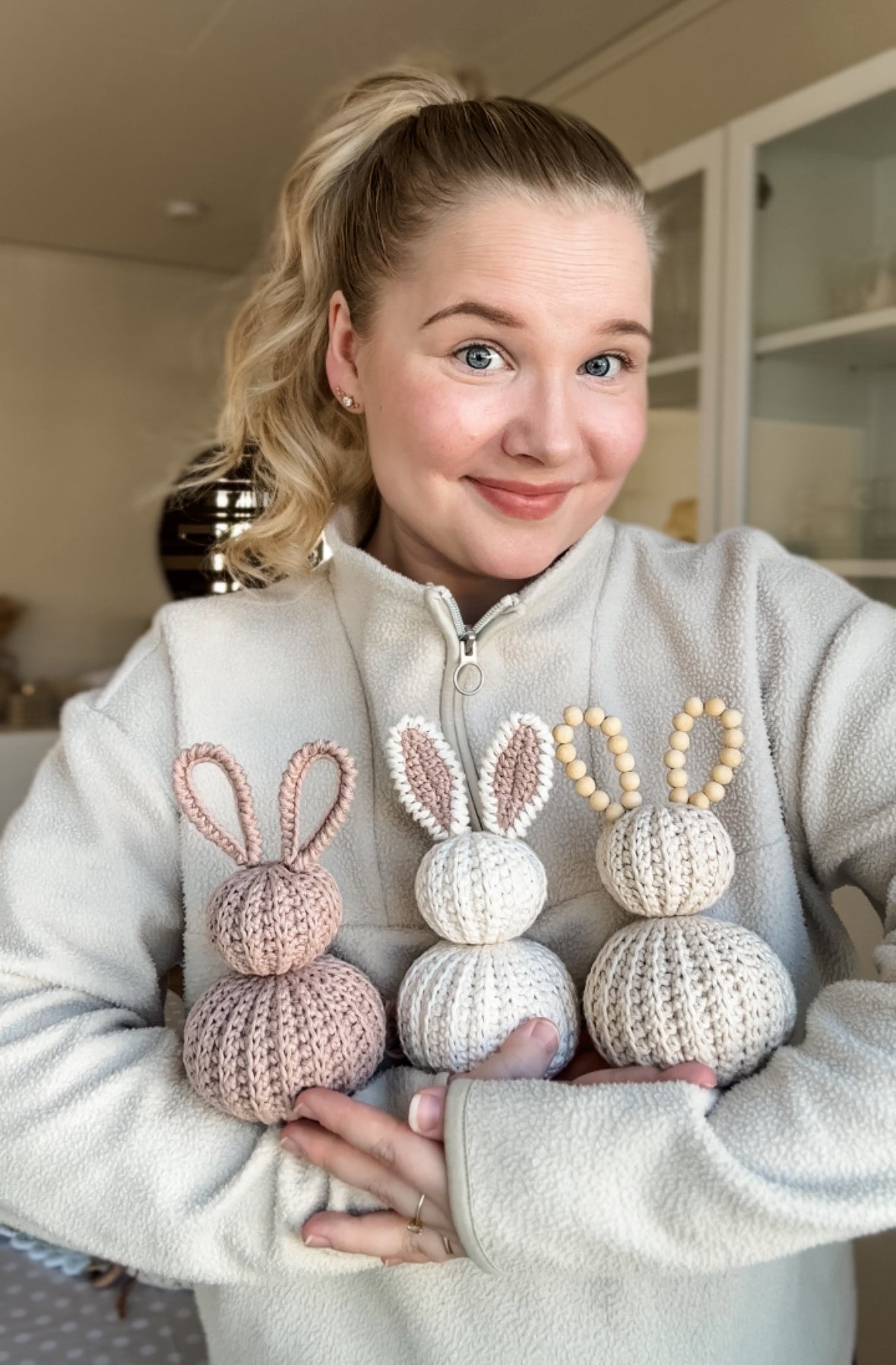 Beginner-friendly crochet Easter bunny pattern for handmade spring decorations.