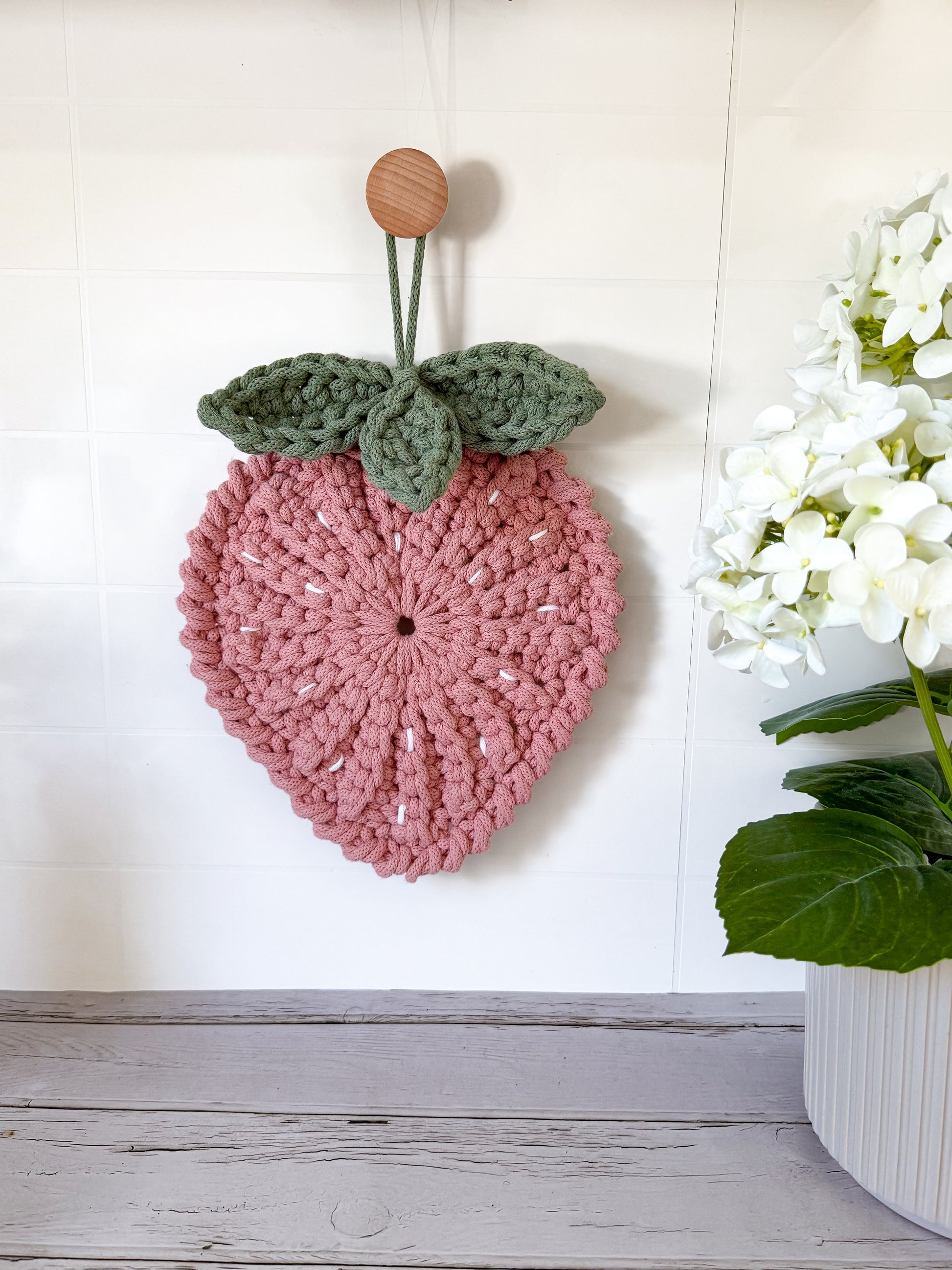 modern crochet pink strawberry pattern 