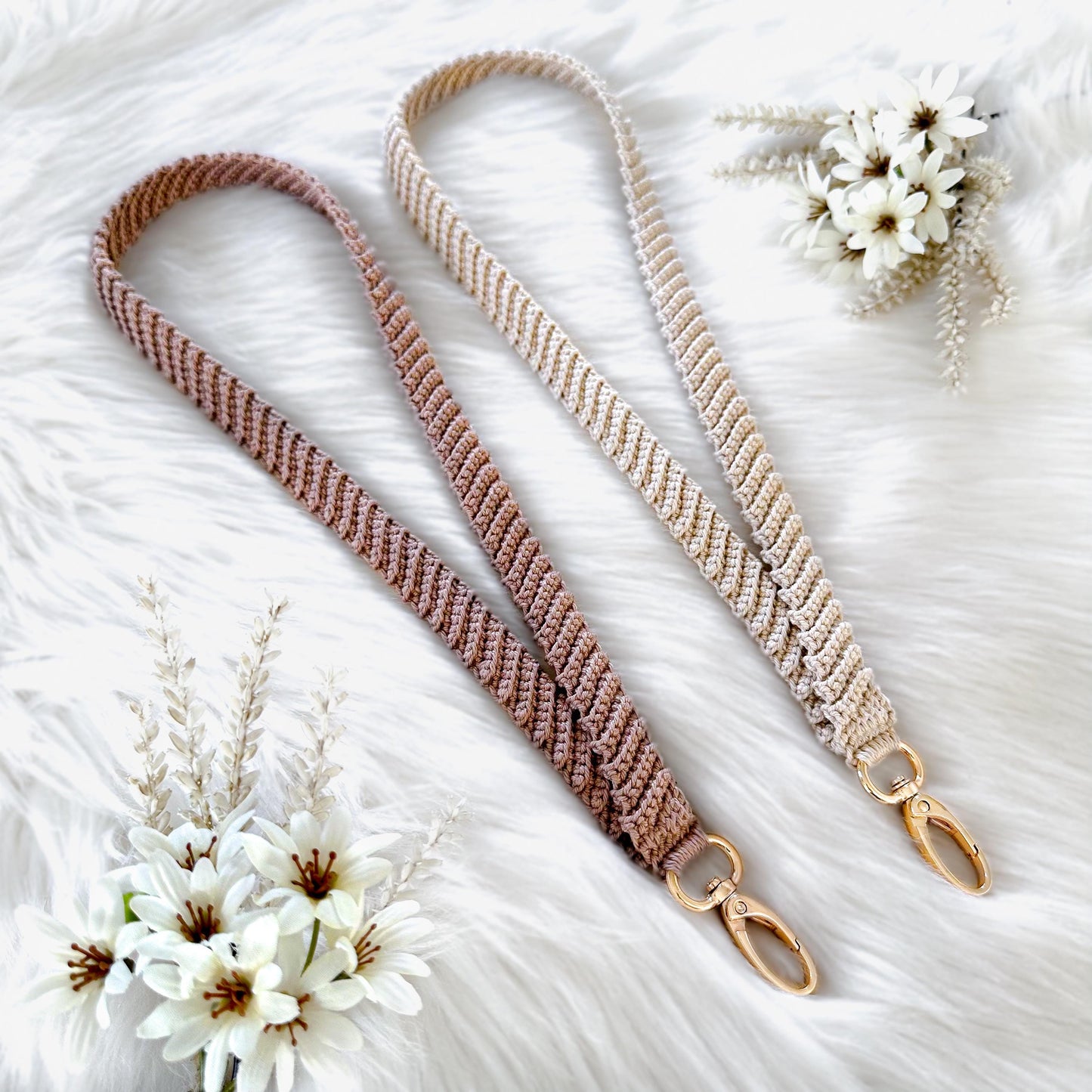 Neutral crochet accessory pattern designed as a handmade keychain with cozy textured yarn.