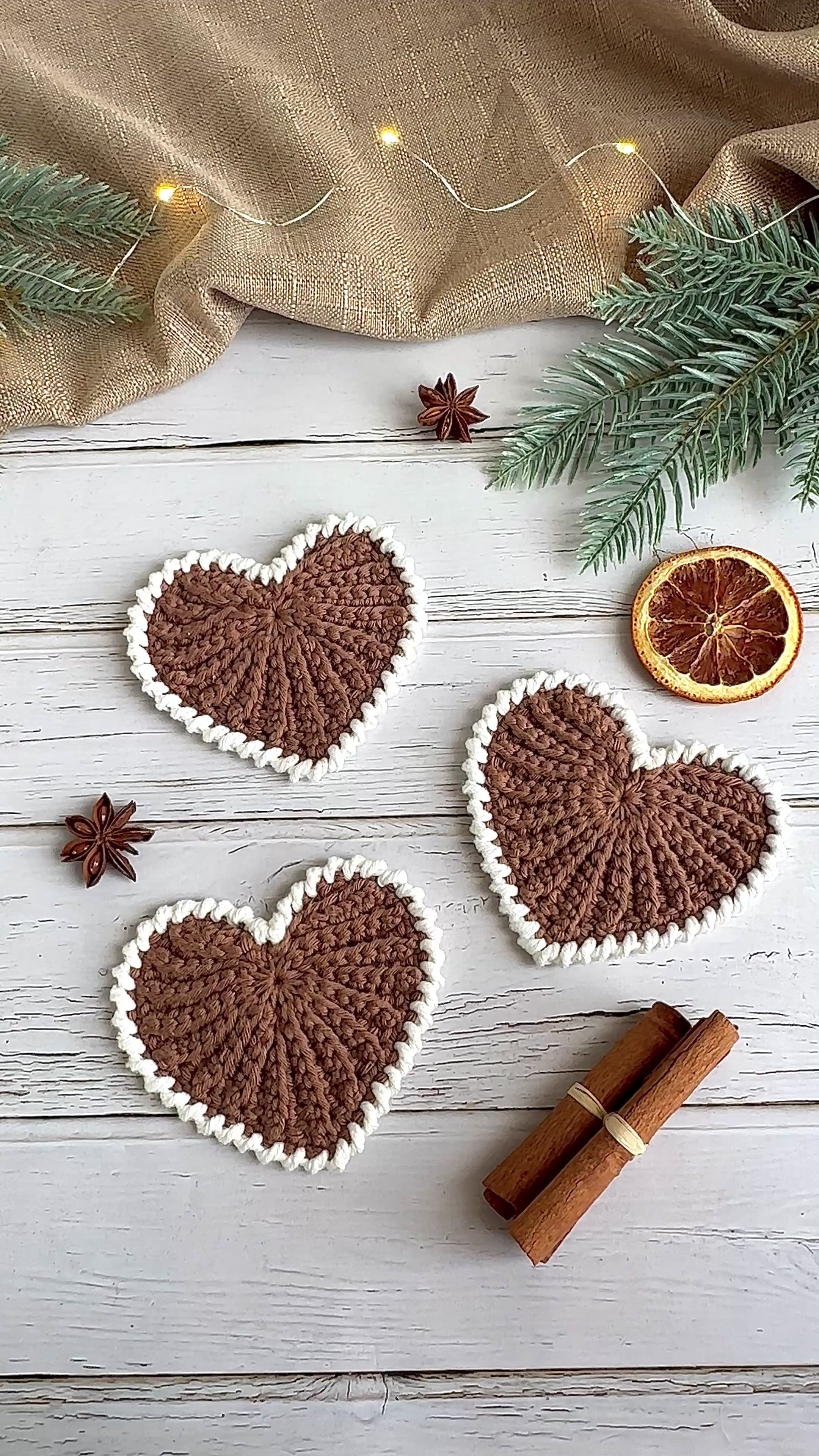 Crochet heart coasters 