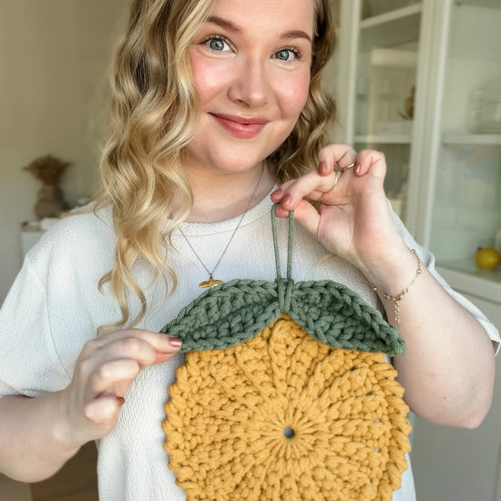 Crochet lemon trivet pattern for modern kitchen decor