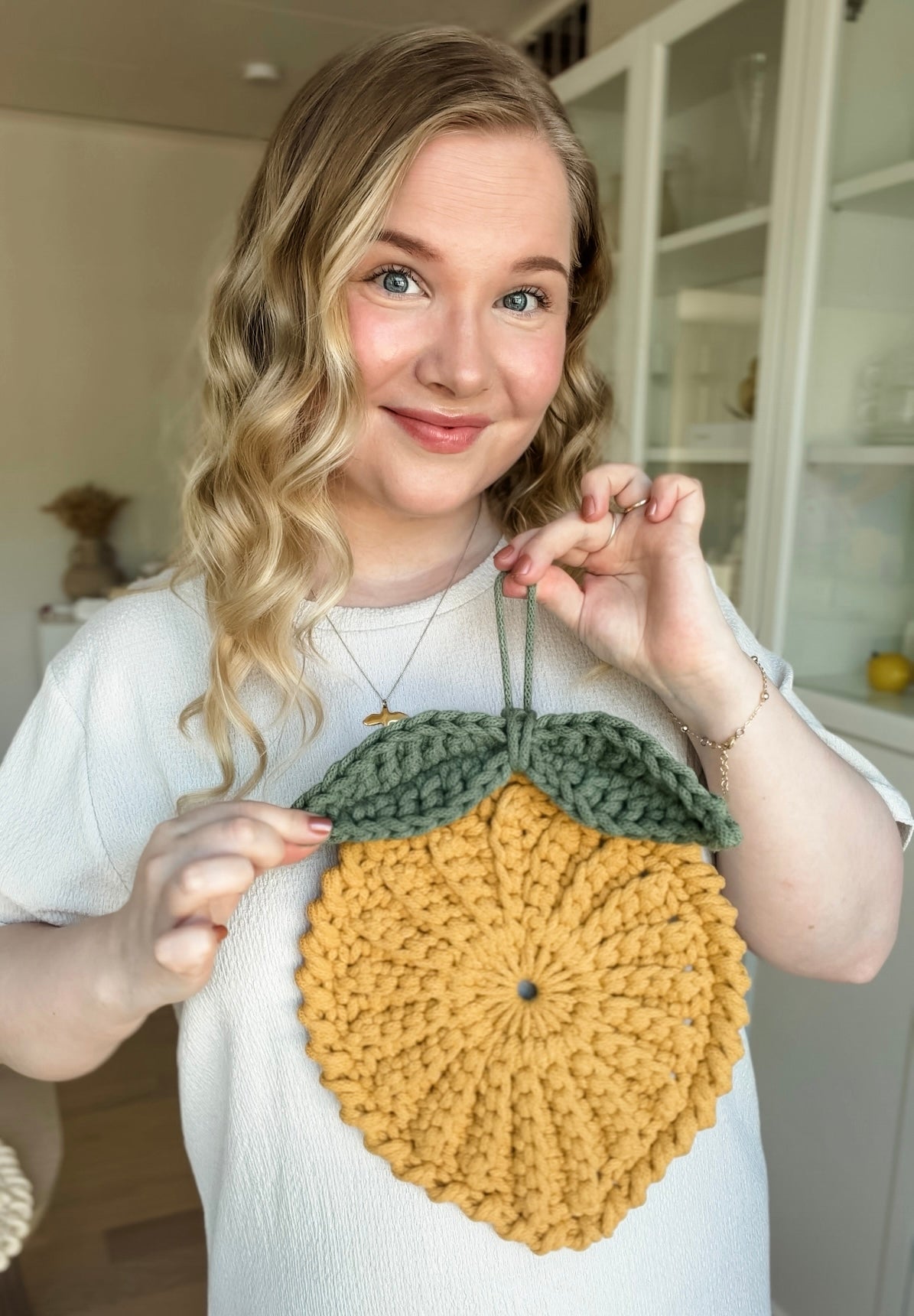 Crochet lemon trivet pattern for modern kitchen decor