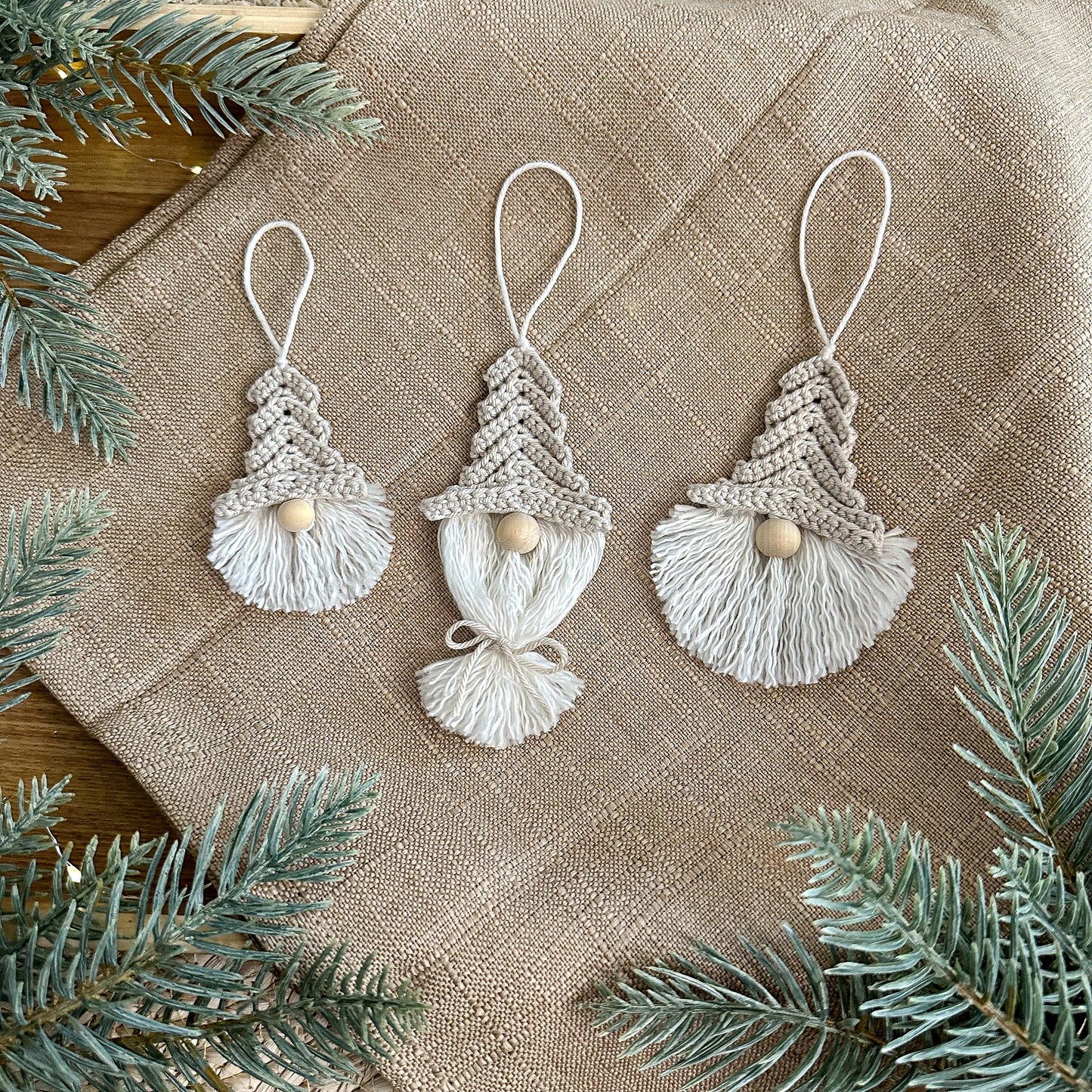 Scandinavian crochet Christmas gnome pattern featuring handmade festive decor and cozy holiday aesthetic.
