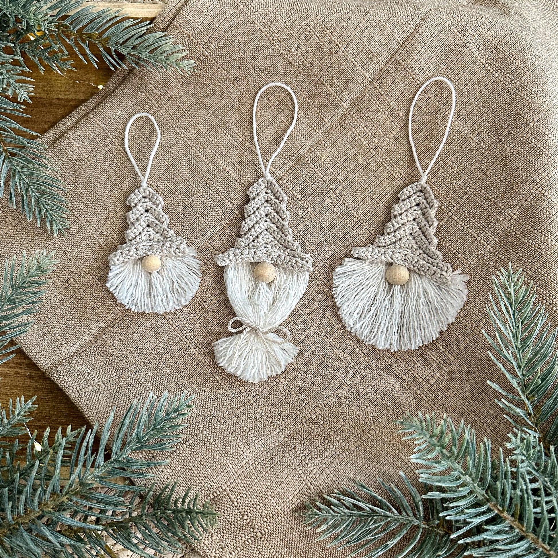 Scandinavian crochet Christmas gnome pattern featuring handmade festive decor and cozy holiday aesthetic.